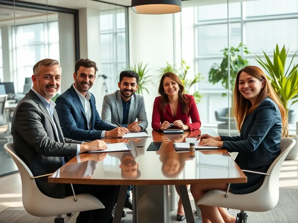 A photograph showcasing a diverse team of South African business professionals collaborating in a workshop, highlighting the importance of teamwork and leadership.