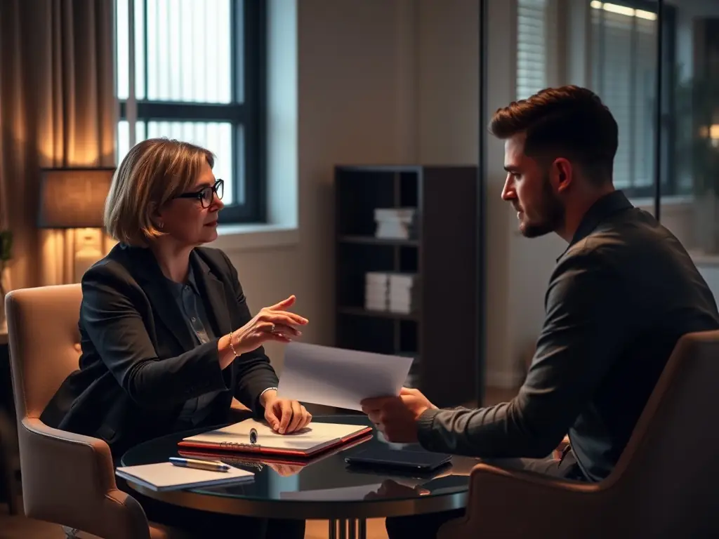 An image depicting a business coach mentoring a South African entrepreneur in a modern office setting, symbolizing personalized guidance and support.